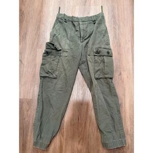 Zadig & Voltaire Olive Green Canvas Cargo Joggers Pants ZV Logo Womens 29